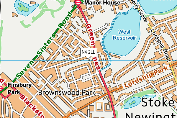 N4 2LL map - OS VectorMap District (Ordnance Survey)