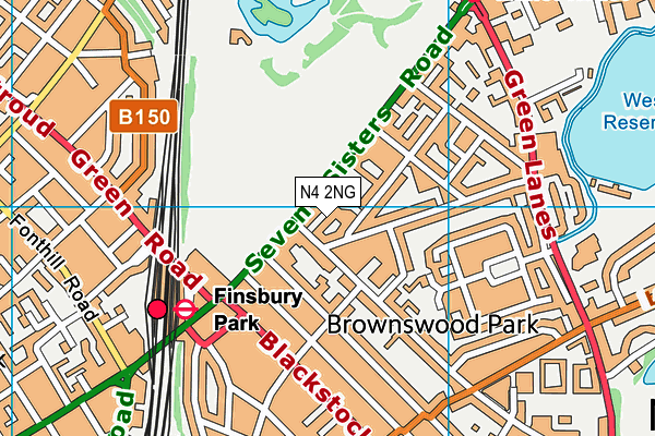 N4 2NG map - OS VectorMap District (Ordnance Survey)