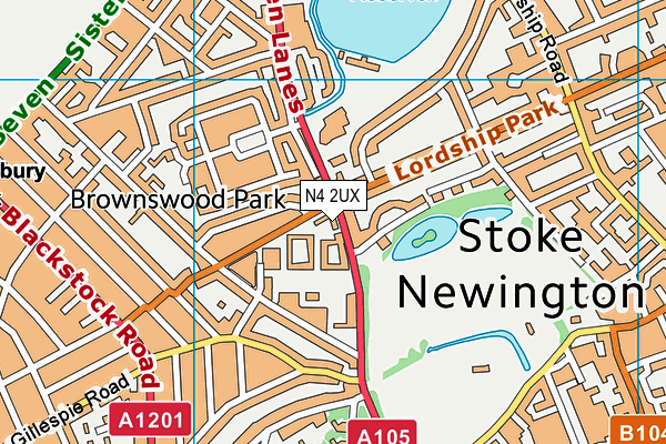 N4 2UX map - OS VectorMap District (Ordnance Survey) N4 2UX map - OS VectorMap District (Ordnance Survey)