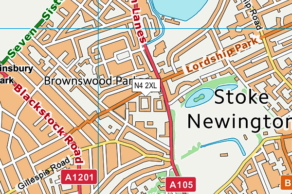 N4 2XL map - OS VectorMap District (Ordnance Survey)