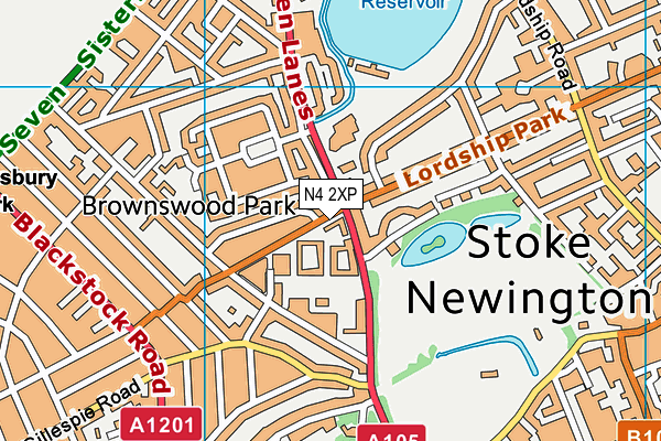 N4 2XP map - OS VectorMap District (Ordnance Survey)