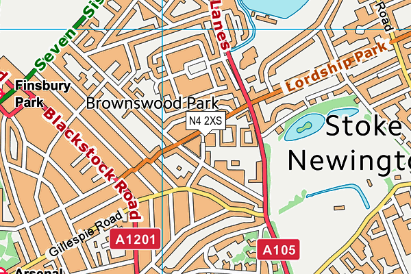 N4 2XS map - OS VectorMap District (Ordnance Survey)