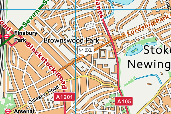 N4 2XU map - OS VectorMap District (Ordnance Survey) N4 2XU map - OS VectorMap District (Ordnance Survey)