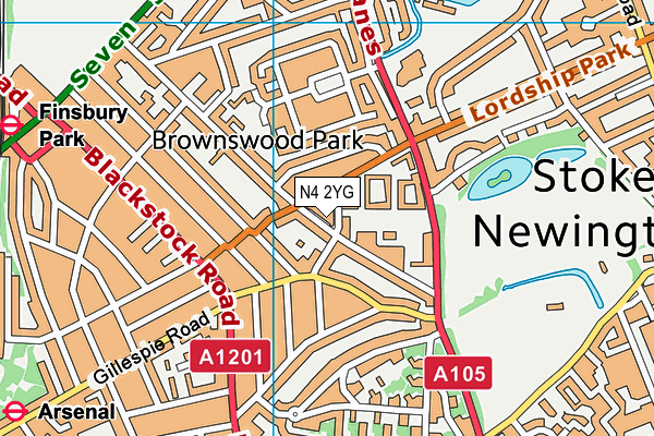 N4 2YG map - OS VectorMap District (Ordnance Survey) N4 2YG map - OS VectorMap District (Ordnance Survey)