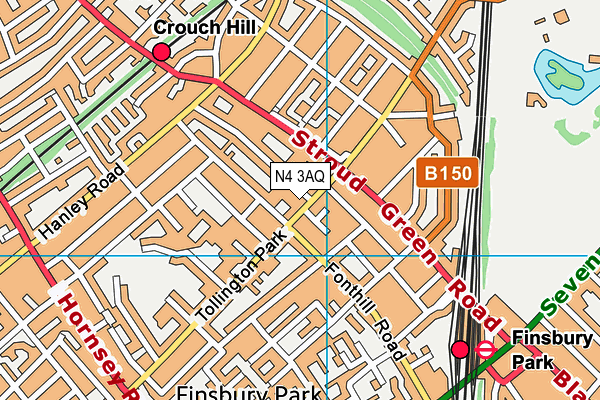 N4 3AQ map - OS VectorMap District (Ordnance Survey)
