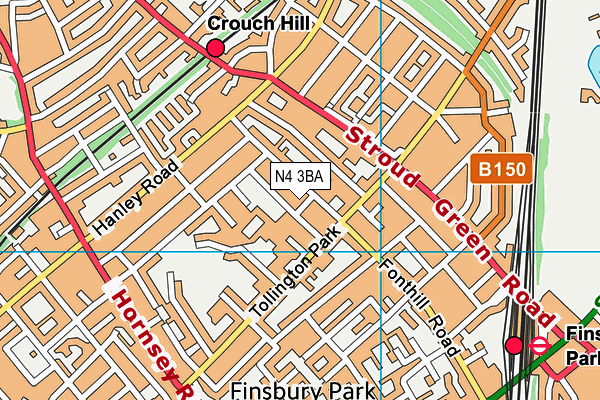 N4 3BA map - OS VectorMap District (Ordnance Survey)