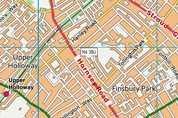 N4 3BJ map - OS VectorMap District (Ordnance Survey)