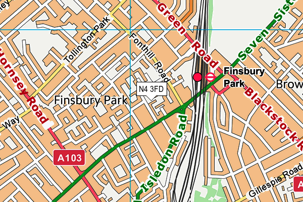 N4 3FD map - OS VectorMap District (Ordnance Survey) N4 3FD map - OS VectorMap District (Ordnance Survey)