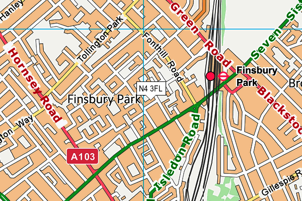N4 3FL map - OS VectorMap District (Ordnance Survey) N4 3FL map - OS VectorMap District (Ordnance Survey)