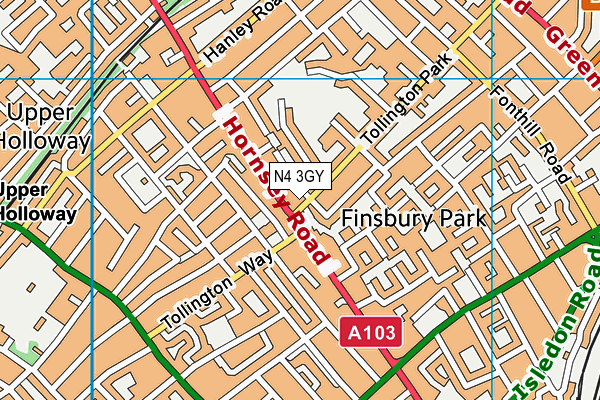 N4 3GY map - OS VectorMap District (Ordnance Survey) N4 3GY map - OS VectorMap District (Ordnance Survey)