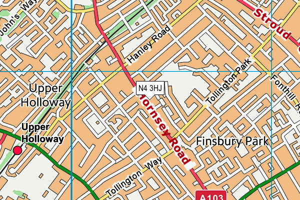 N4 3HJ map - OS VectorMap District (Ordnance Survey)