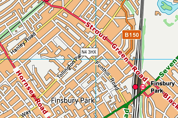 N4 3HX map - OS VectorMap District (Ordnance Survey)