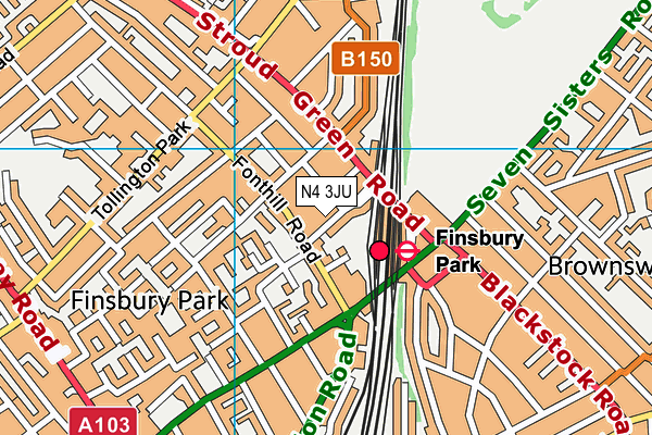 N4 3JU map - OS VectorMap District (Ordnance Survey) N4 3JU map - OS VectorMap District (Ordnance Survey)