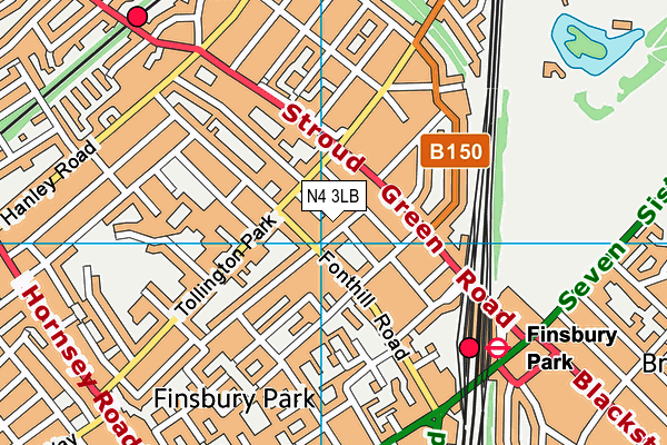 N4 3LB map - OS VectorMap District (Ordnance Survey)