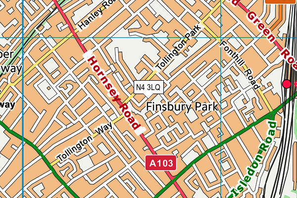 N4 3LQ map - OS VectorMap District (Ordnance Survey)