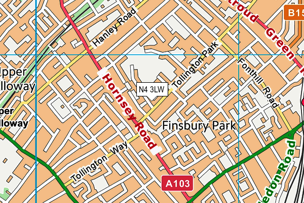 N4 3LW map - OS VectorMap District (Ordnance Survey)