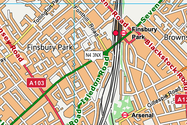 N4 3NX map - OS VectorMap District (Ordnance Survey) N4 3NX map - OS VectorMap District (Ordnance Survey)