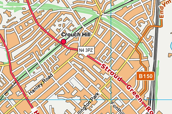 N4 3PZ map - OS VectorMap District (Ordnance Survey)