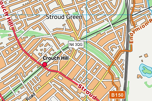 N4 3QG map - OS VectorMap District (Ordnance Survey)