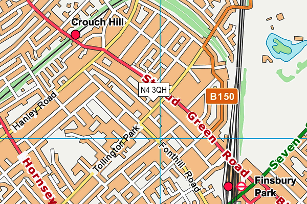 N4 3QH map - OS VectorMap District (Ordnance Survey)