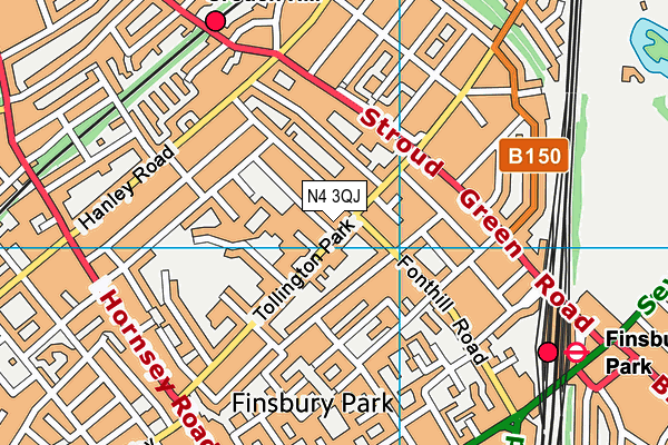 N4 3QJ map - OS VectorMap District (Ordnance Survey)