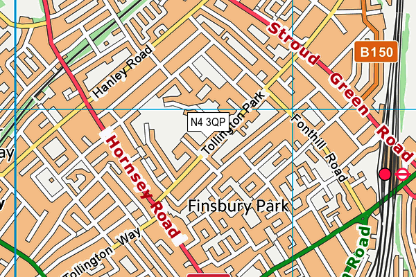 N4 3QP map - OS VectorMap District (Ordnance Survey)