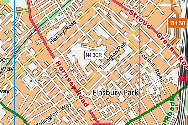 N4 3QR map - OS VectorMap District (Ordnance Survey)