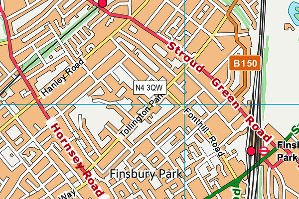 N4 3QW map - OS VectorMap District (Ordnance Survey)