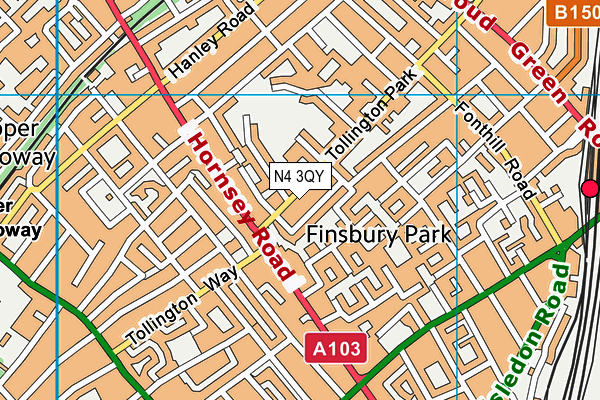 N4 3QY map - OS VectorMap District (Ordnance Survey) N4 3QY map - OS VectorMap District (Ordnance Survey)