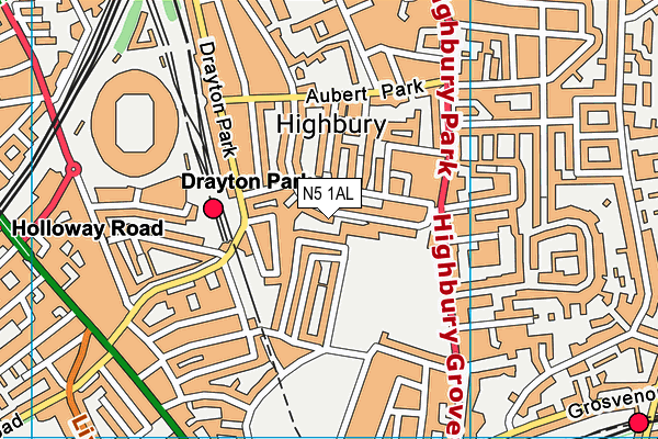 N5 1AL map - OS VectorMap District (Ordnance Survey)