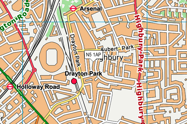 N5 1AP map - OS VectorMap District (Ordnance Survey)