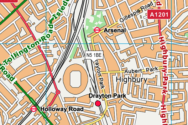 N5 1BE map - OS VectorMap District (Ordnance Survey)