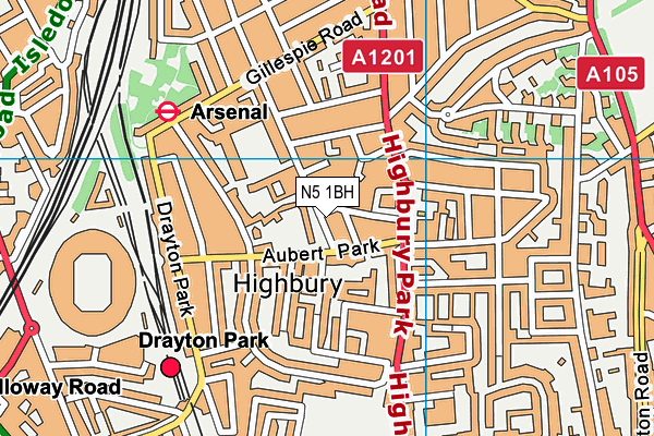 N5 1BH map - OS VectorMap District (Ordnance Survey)