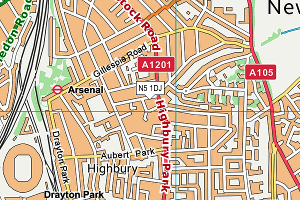N5 1DJ map - OS VectorMap District (Ordnance Survey)