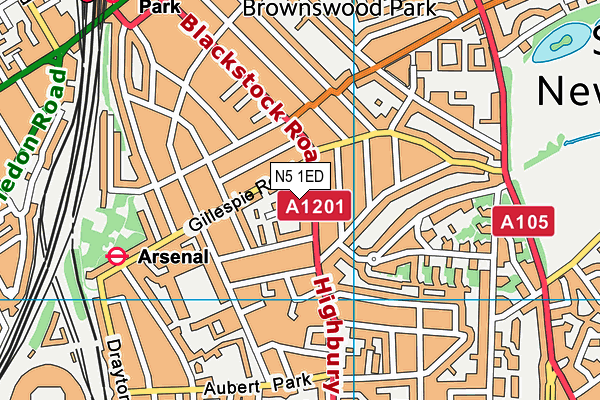 N5 1ED map - OS VectorMap District (Ordnance Survey) N5 1ED map - OS VectorMap District (Ordnance Survey)