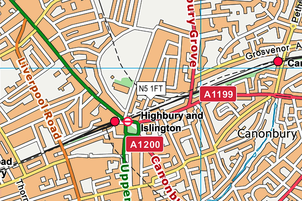 N5 1FT map - OS VectorMap District (Ordnance Survey)