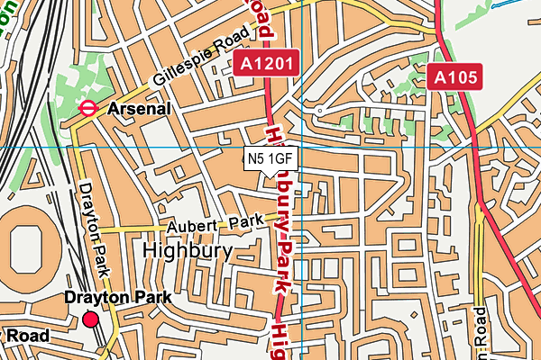 N5 1GF map - OS VectorMap District (Ordnance Survey)