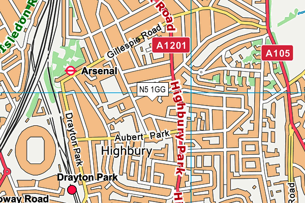 N5 1GG map - OS VectorMap District (Ordnance Survey) N5 1GG map - OS VectorMap District (Ordnance Survey)
