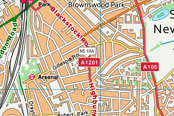 N5 1HA map - OS VectorMap District (Ordnance Survey)