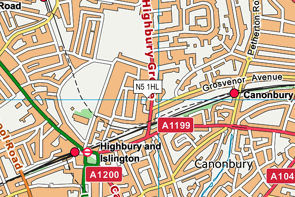 N5 1HL map - OS VectorMap District (Ordnance Survey)