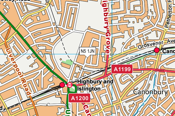 N5 1JN map - OS VectorMap District (Ordnance Survey)