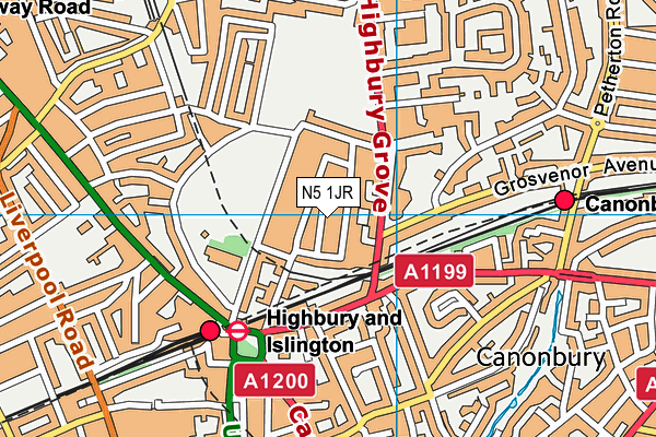 N5 1JR map - OS VectorMap District (Ordnance Survey) N5 1JR map - OS VectorMap District (Ordnance Survey)
