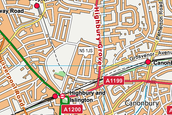 N5 1JS map - OS VectorMap District (Ordnance Survey)
