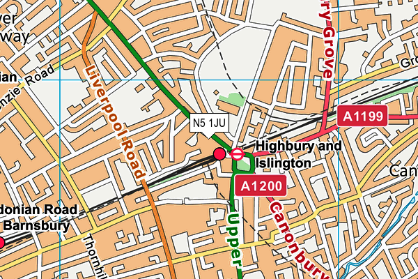 N5 1JU map - OS VectorMap District (Ordnance Survey)