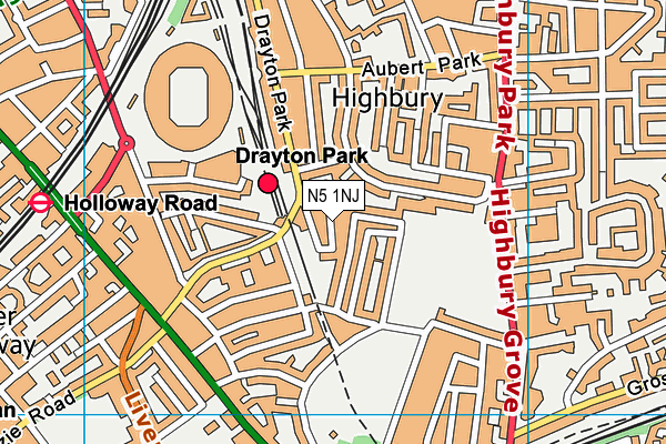 N5 1NJ map - OS VectorMap District (Ordnance Survey)