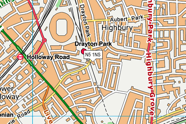 N5 1NS map - OS VectorMap District (Ordnance Survey) N5 1NS map - OS VectorMap District (Ordnance Survey)
