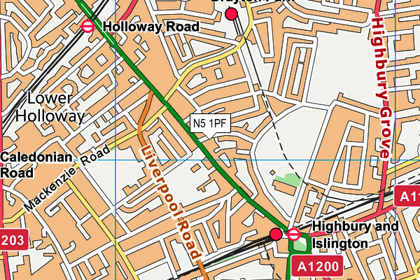 N5 1PF map - OS VectorMap District (Ordnance Survey)