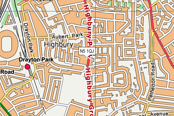 N5 1QJ map - OS VectorMap District (Ordnance Survey)