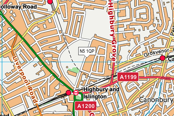 N5 1QP map - OS VectorMap District (Ordnance Survey)