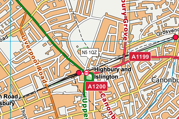 N5 1QZ map - OS VectorMap District (Ordnance Survey)